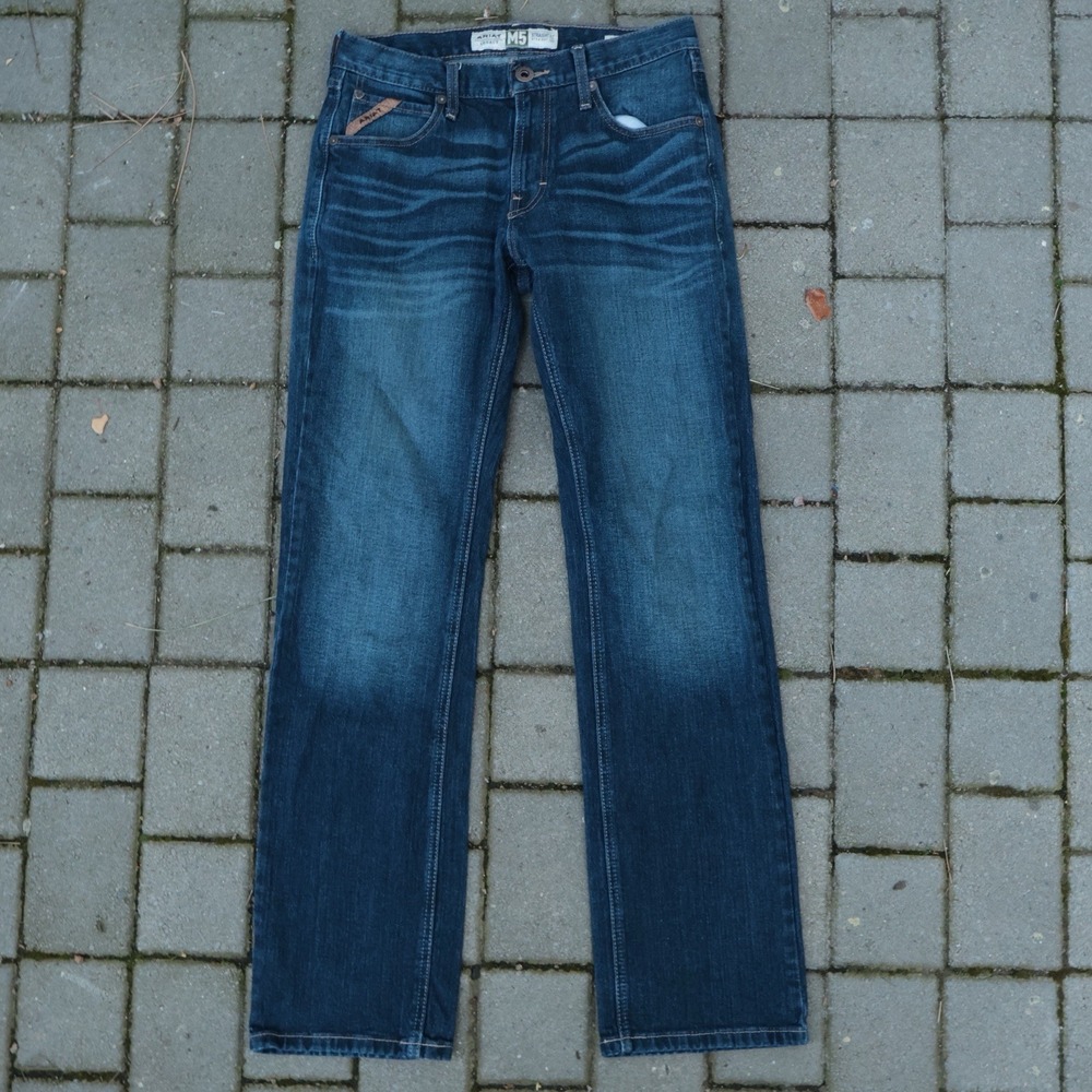 Ariat M5 Blue Jeans Men's 30x34 Coltrane Straight Fit Straight Leg Med Wash EUC - Picture 9 of 11